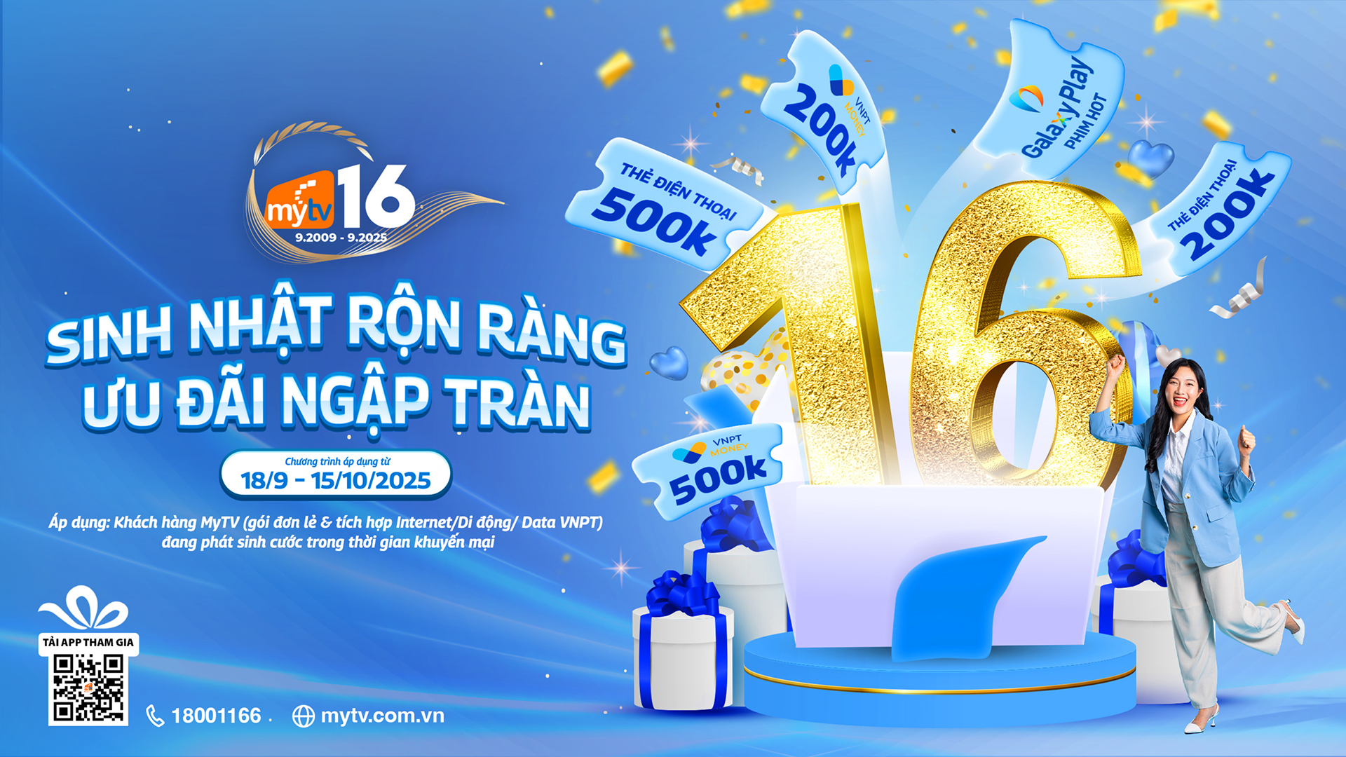 Mừng sinh nhật 16 năm - MyTV tặng đại tiệc ưu đãi 